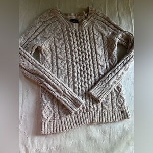 American Eagle Outfitters Cream Cable Knit Crew Neck Sweater​